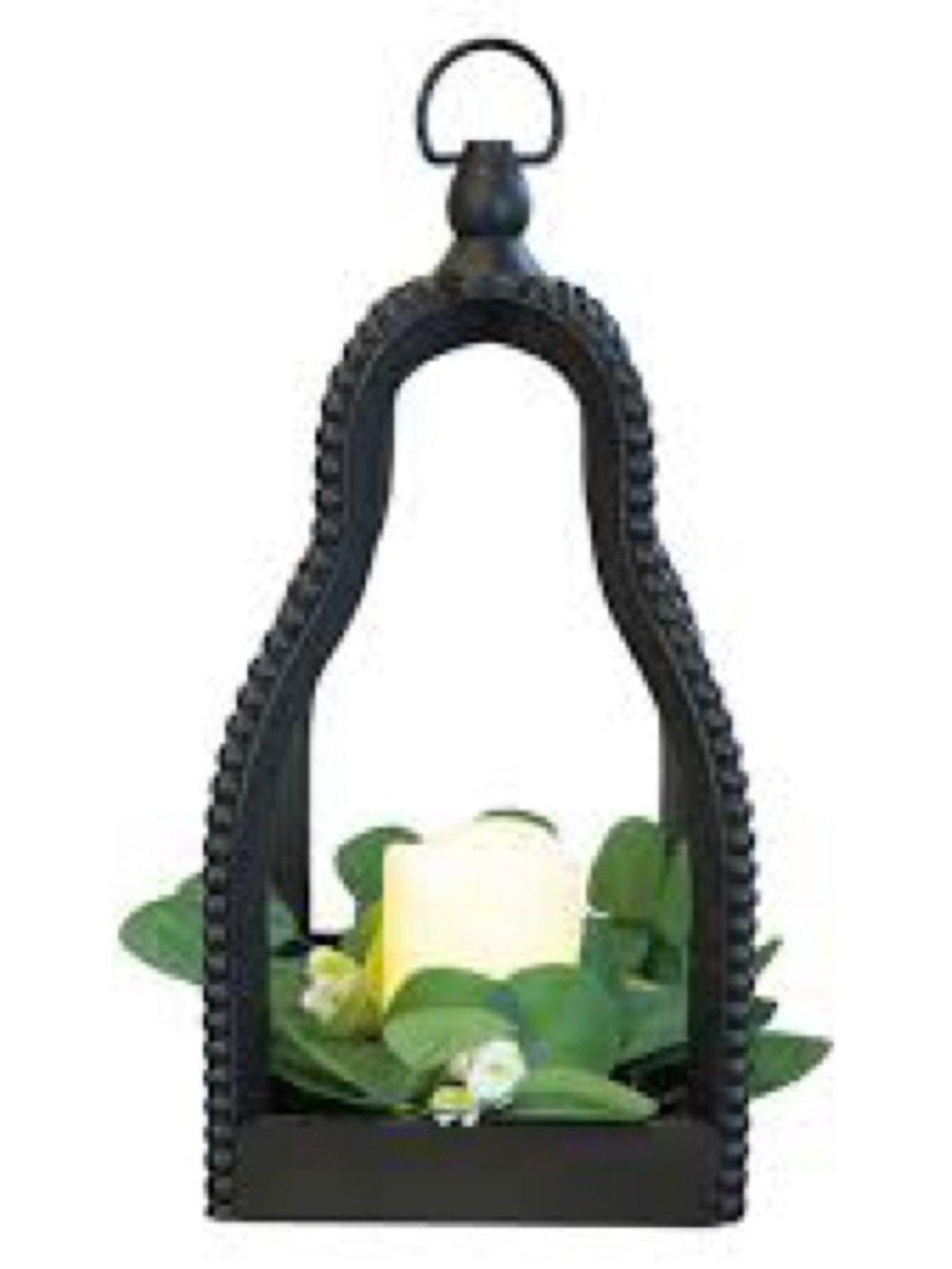 New for Summer 
KIRKTON HOUSE Beaded Lantern w/ LED Candle, Black Curved